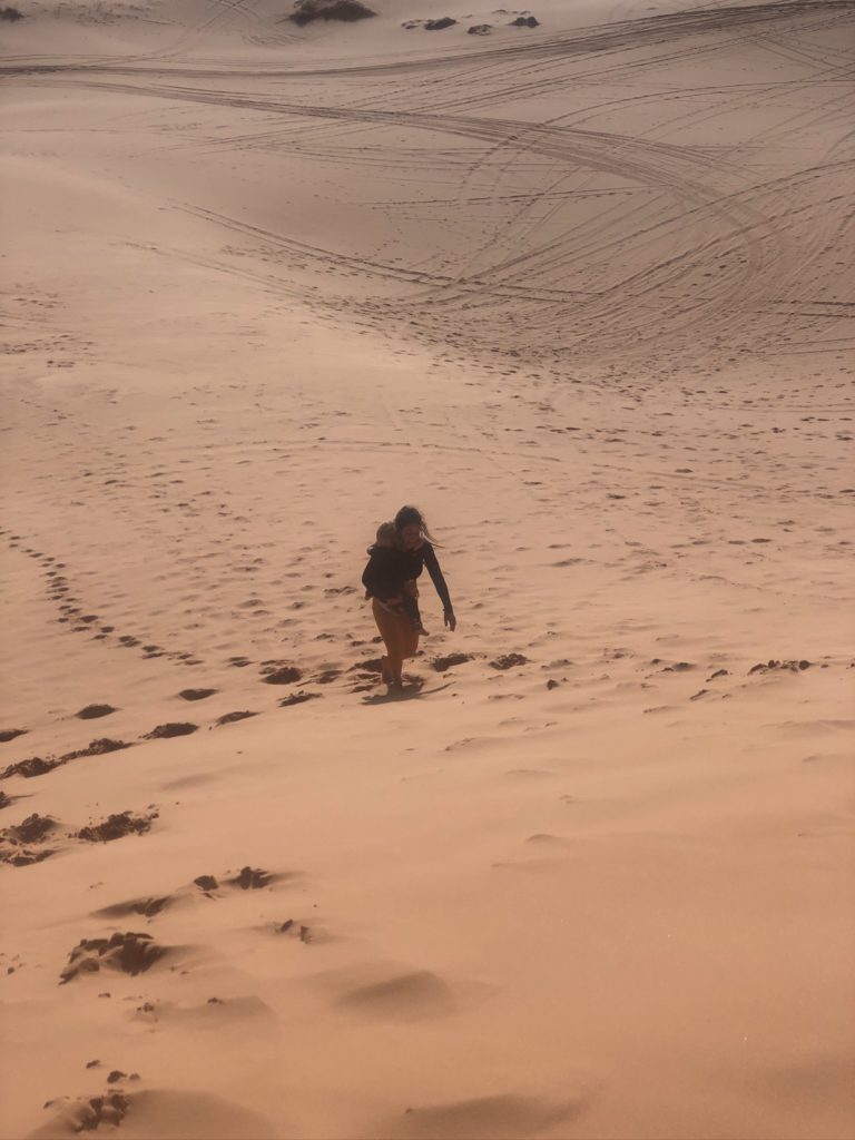 piggyback up the dunes