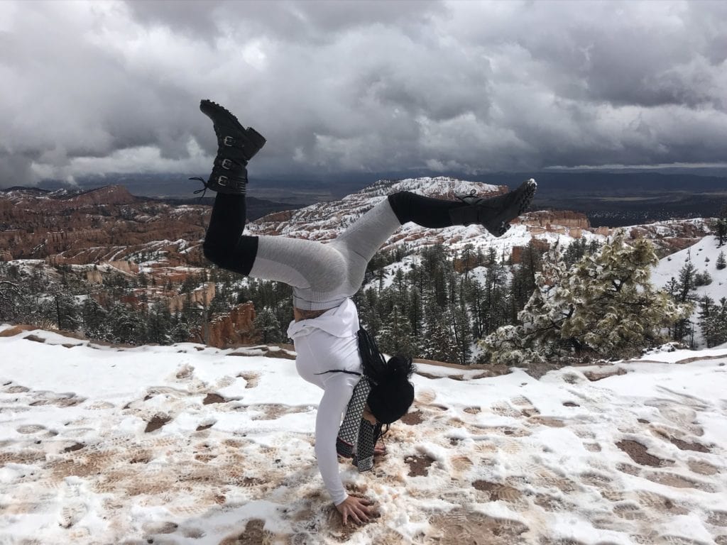 handstand in the snow