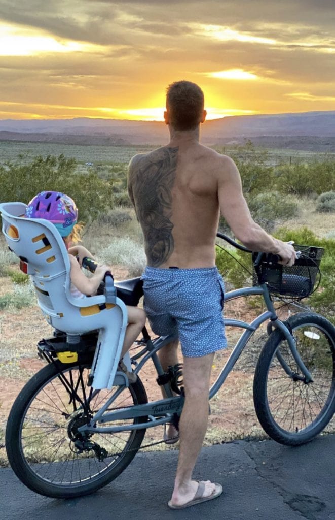 bike ride at sunset